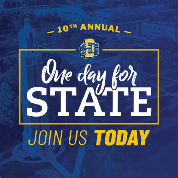 Dark blue background with the One Day for STATE logo and "join us today" overlaid on top.