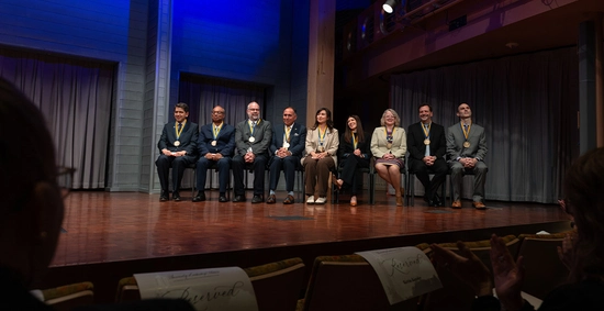 Honorees for the 2026 University Leadership Honors ceremony sitting on stage.