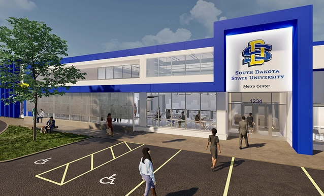 A rendering of the SDSU Metro Center main entrance.