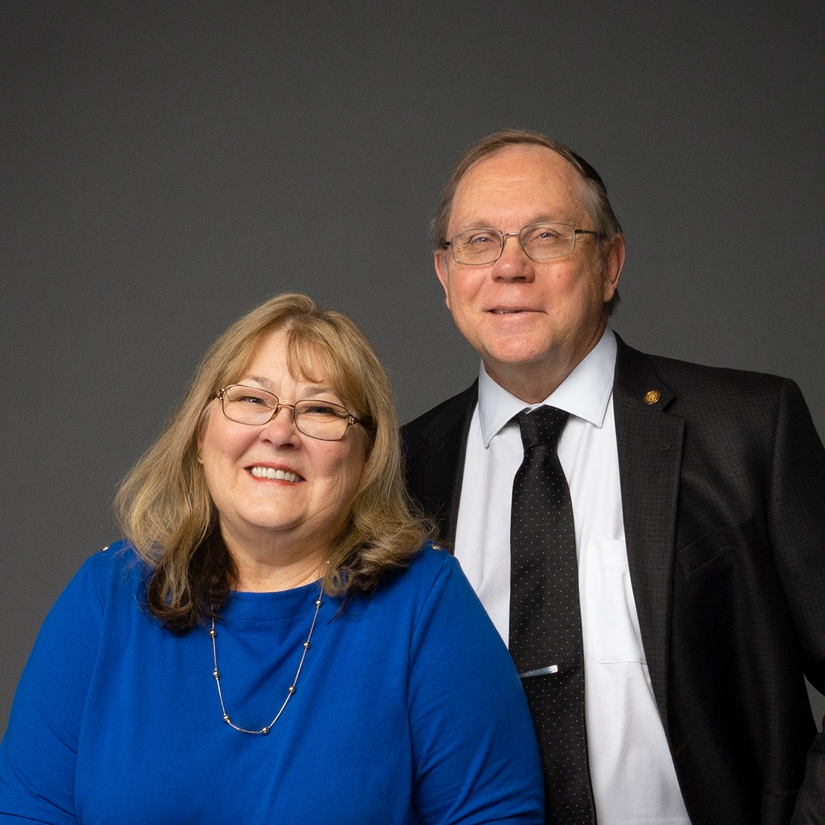 A couple posing together