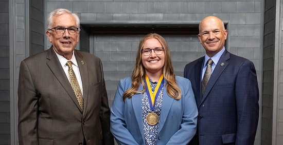 President Barry Dunn, Erica Summerfield, and Provost Dennis Hedge