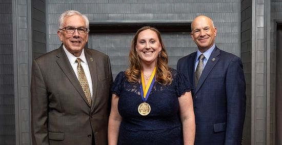 President Barry Dunn, Erin Miller, and Provost Dennis Hedge