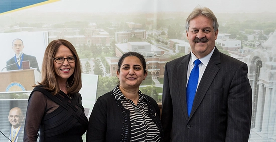 Kevin and Lorie Haarberg with Dr. Komal Raina, Kevin and Lorie Haarberg Chair in Cancer Research