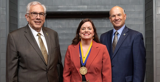 President Barry Dunn, Karen Sanguinet, and Provost Dennis Hedge