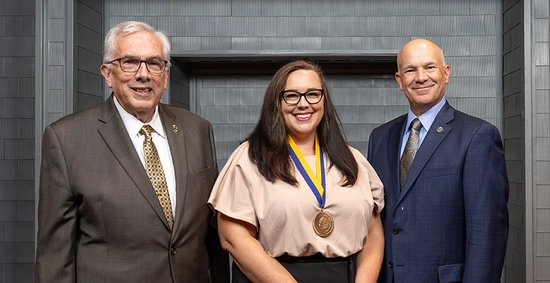 President Barry Dunn, Lacy Knutson, and Provost Dennis Hedge