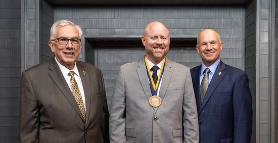 President Barry Dunn, Ryan Lefers, and Provost Dennis Hedge