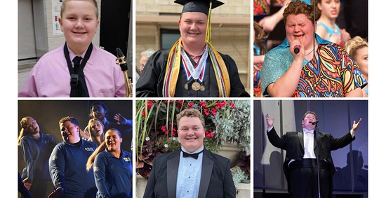 collage of photos of steiger from when he was younger and now to when he's at SDSU