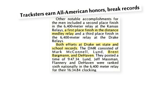 Newspaper clipping from when the SDSU men's team earned all-american honors.