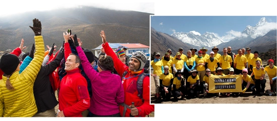 Photos from Above + Beyond Cancer Foundation retreats - photos of groups of cancer patients and survivors with mountains in the background.