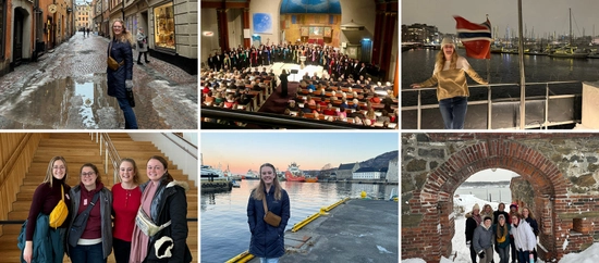 A collage of a students experiences while on the choir trip to Sweden
