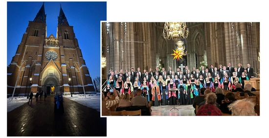 Two pictures are shown. One is a large Cathedral. The other is the Choir singing in the Cathedral.