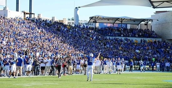 The SDSU football team playing in the field in Frisco, TX for the national championship game in 2023