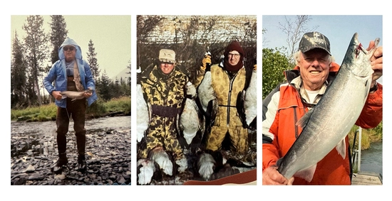 collage of men holding fish