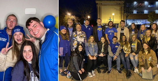 collage of groups of sdsu choir students spending time together, smiling with one another