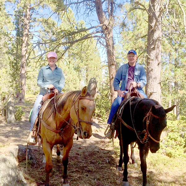 A couple on two horses