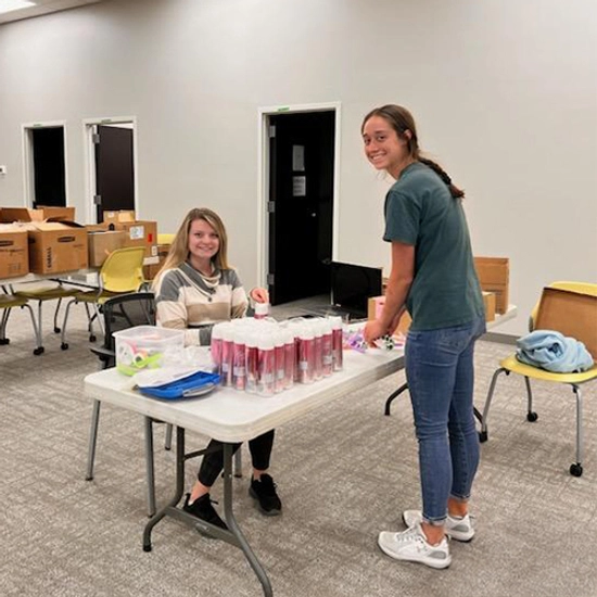 South Dakota State University students at the Metro Center creating contingency management kits for the START-SD-PSS project