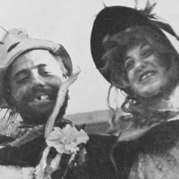 Historic photo of the hobo day king and queen