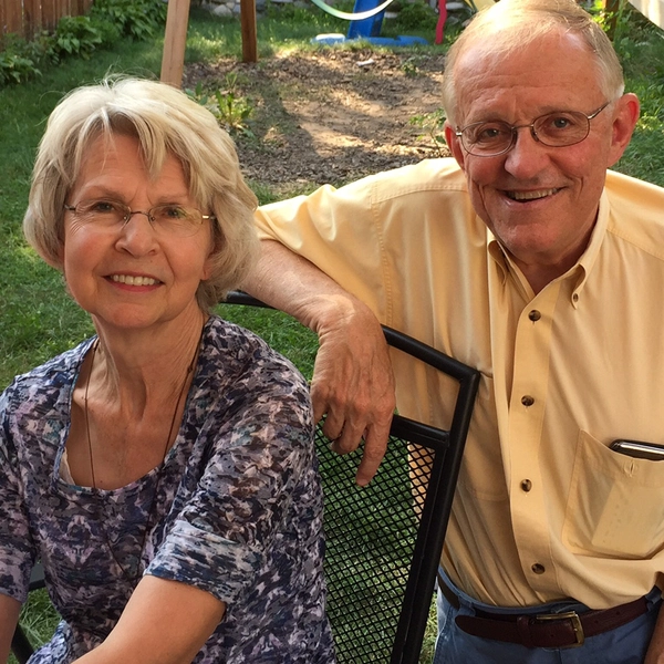 Jim and penny woster smile for the camera