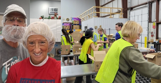 A collage of people volunteering at Feeding SD.