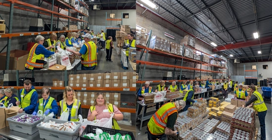 A collage of people volunteering at Feeding SD.