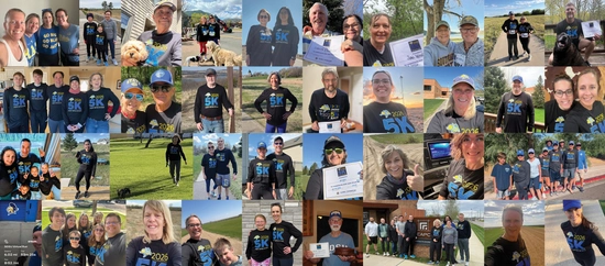 A collage of many photo submissions received from participants of the Jacks Virtual 5K race.