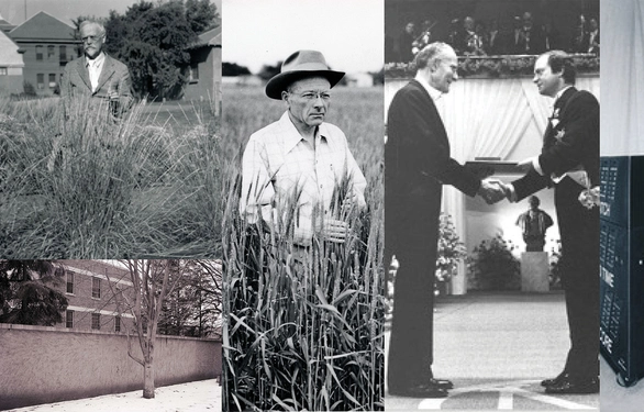 A black and white collage of images from SDSU's research history.