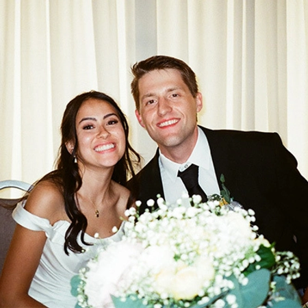 Nick with his wife on their wedding day.