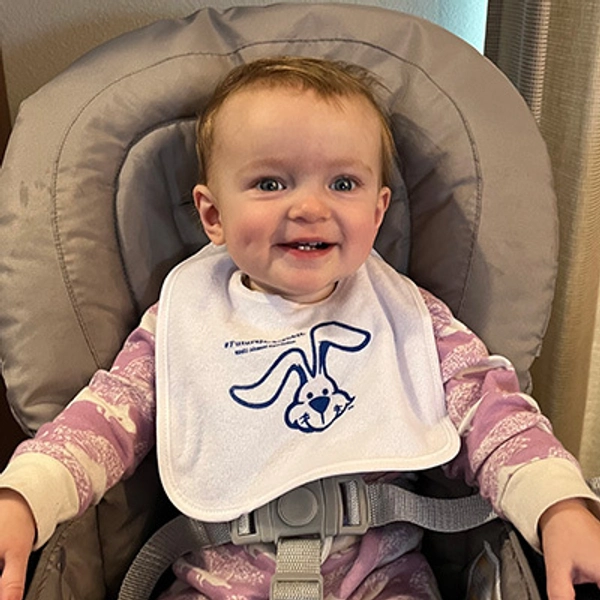 photo of Future Jackrabbit Lumi wearing a Future Jackrabbit bib